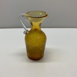Crackle Glass amber gold Bud Vase Pitcher